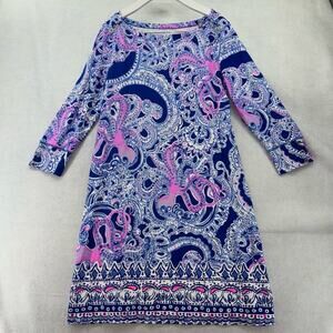 EUC Lilly Pulitzer Sophie Midi Dress Blue Grotto Legga Sea Print Medium